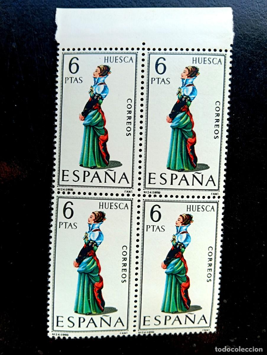 Selos: Espa&ntilde;a 1968 - Edifil 1850 - Trajes t&iacute;picos. HUESCA - Bloque de 4
