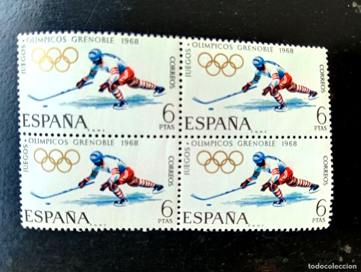 Stamps: Espa&ntilde;a 1968 - JUEGOS OLIMPICOS de invierno de Grenoble - Edifil 1853 - BLOQUE DE 4