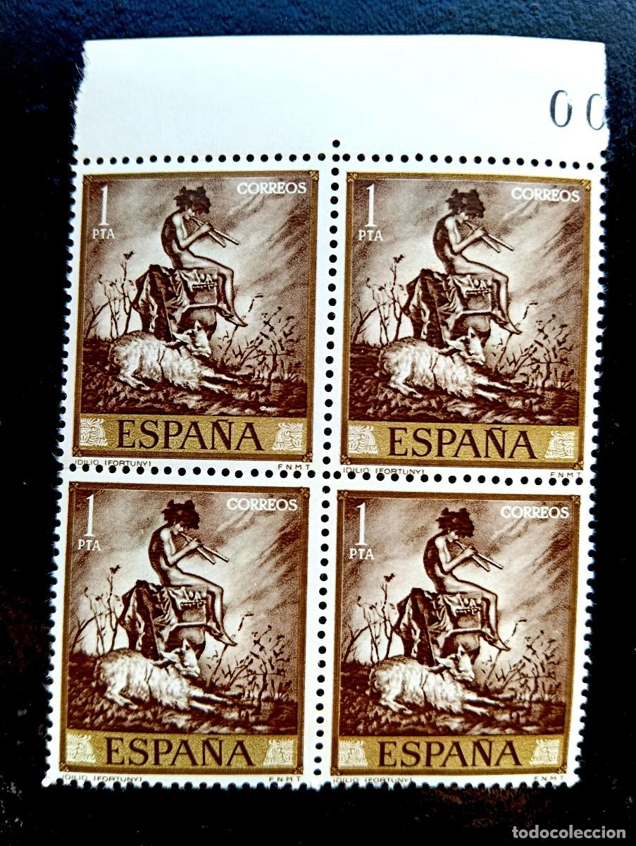 Stamps: ESPA&Ntilde;A 1968 - EDIFIL 1856 - Mariano Fortuny, Idilio - BLOQUE 4