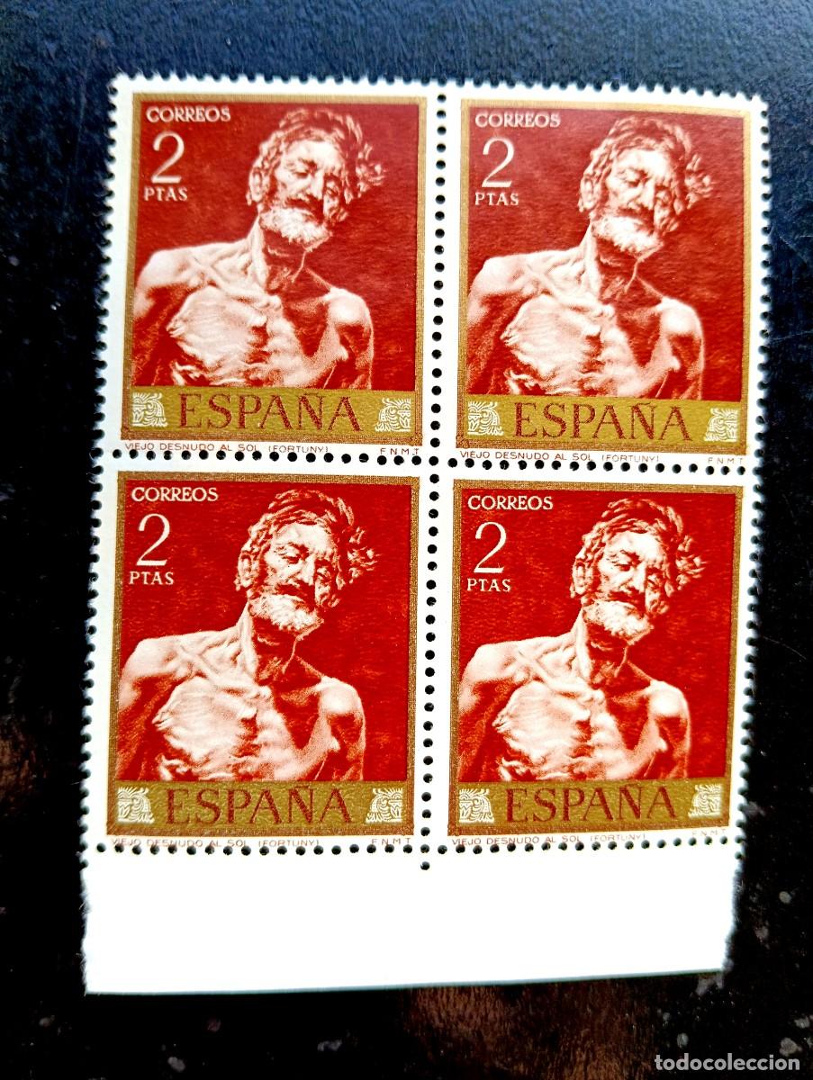 Stamps: Espa&ntilde;a 1968 - Edifil 1859 - Mariano Fortuny. Viejo desnudo al sol - Bloque de 4