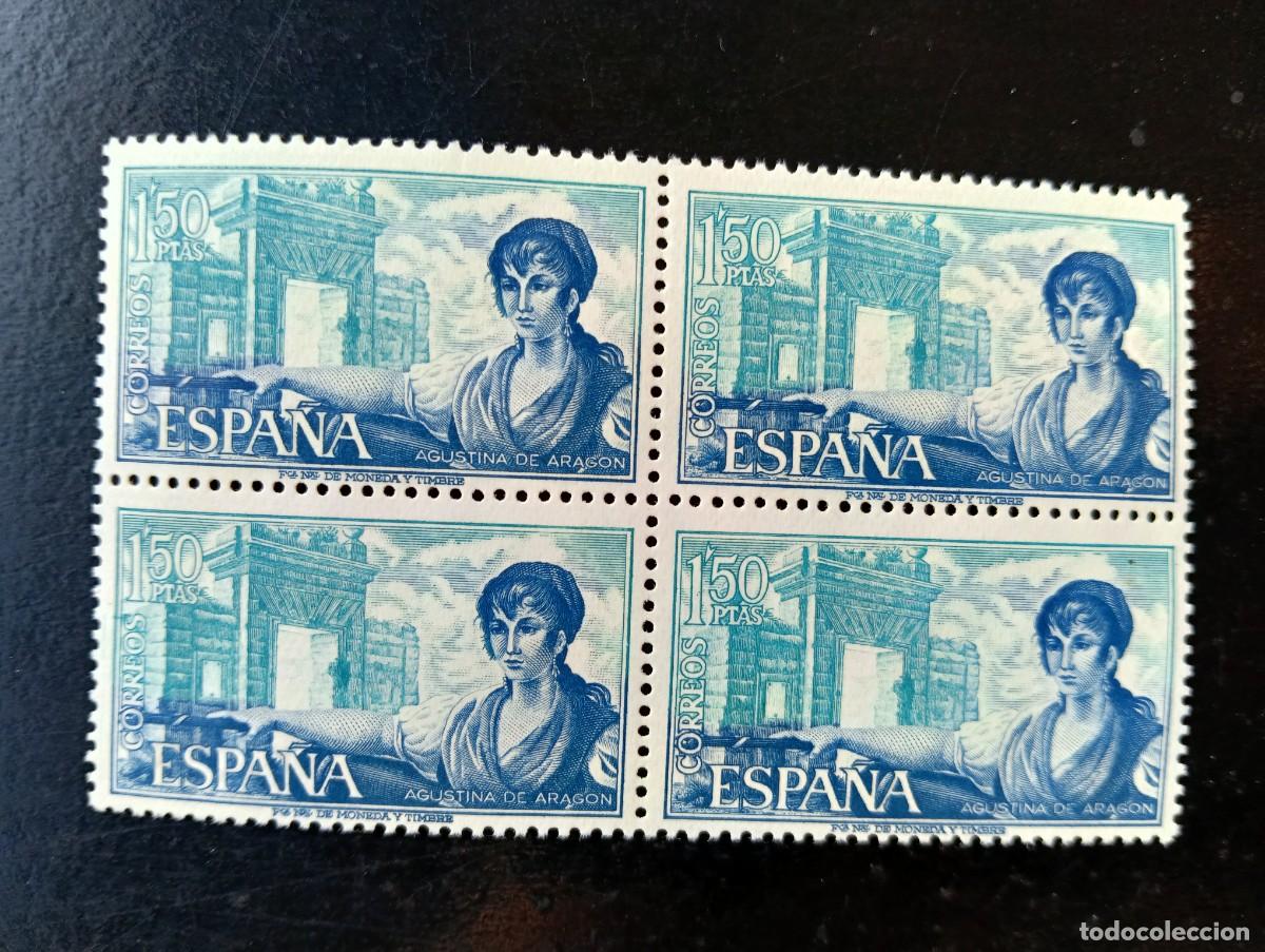 Stamps: Espa&ntilde;a 1968 - Edifil 1865 - Personajes espa&ntilde;oles. Agustina de Arag&oacute;n - Bloque de 4