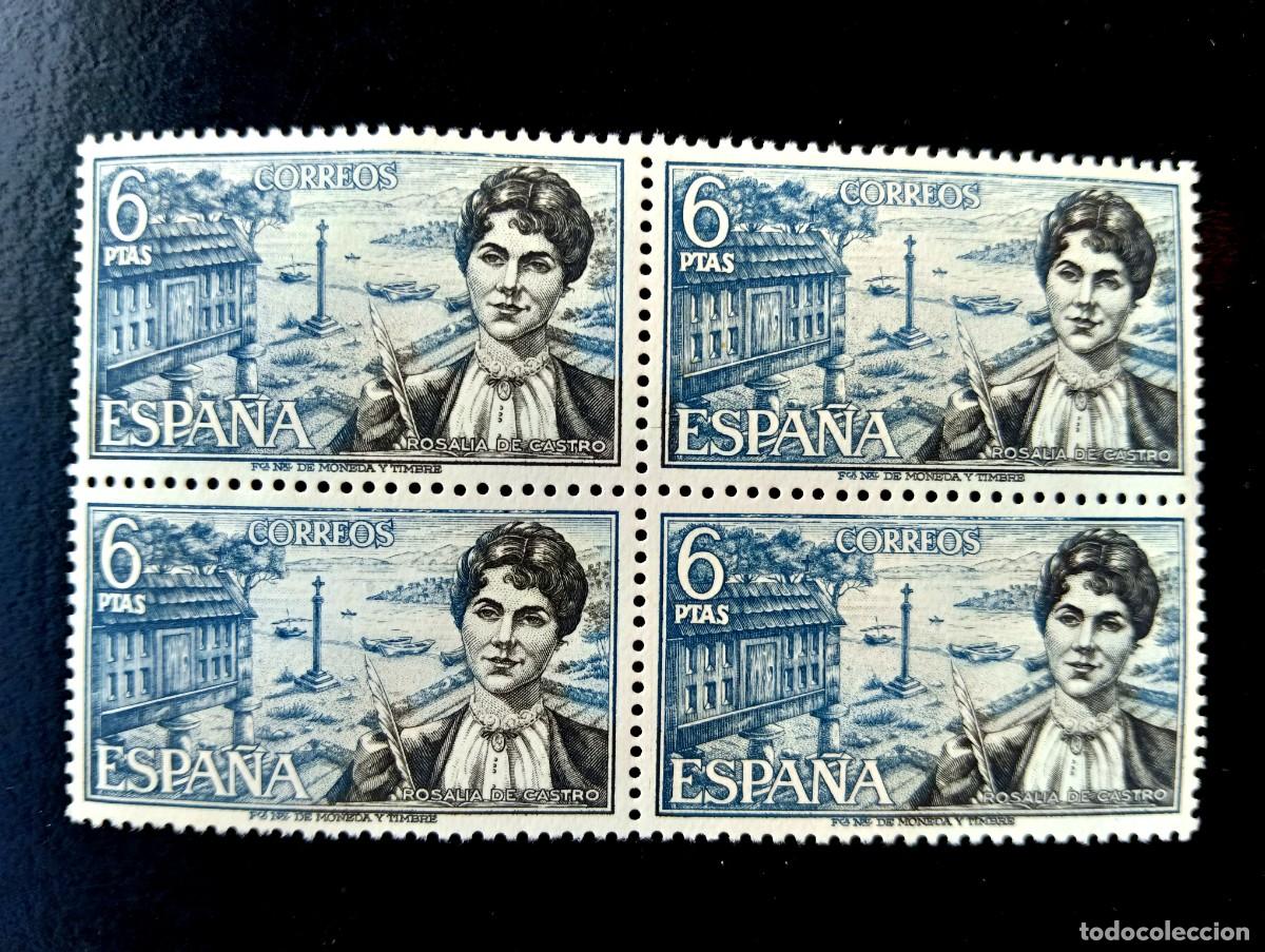 Francobolli: Espa&ntilde;a 1968 - Edifil 1867 - Personajes espa&ntilde;oles. Rosal&iacute;a de Castro - Bloque de 4