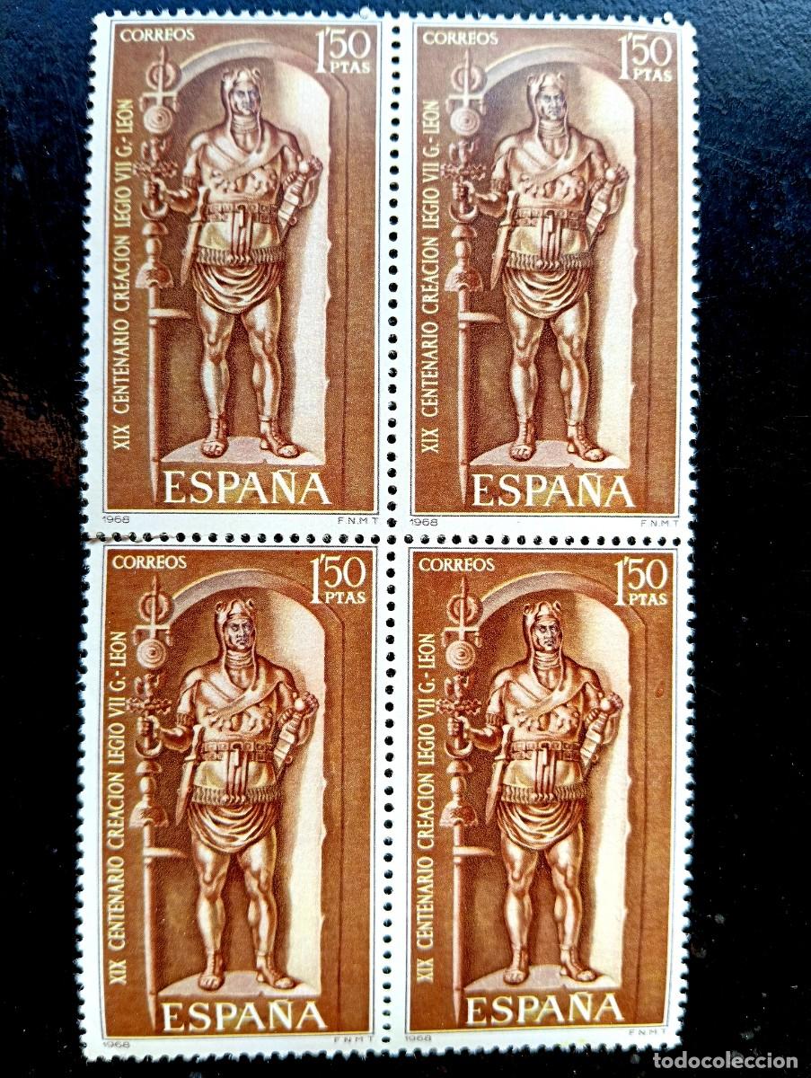 Stamps: Espa&ntilde;a 1968 - Edifil 1872 - XIX Centenario Legio VII G&eacute;mina. Fundaci&oacute;n de Le&oacute;n. Estela - Bloque de 4