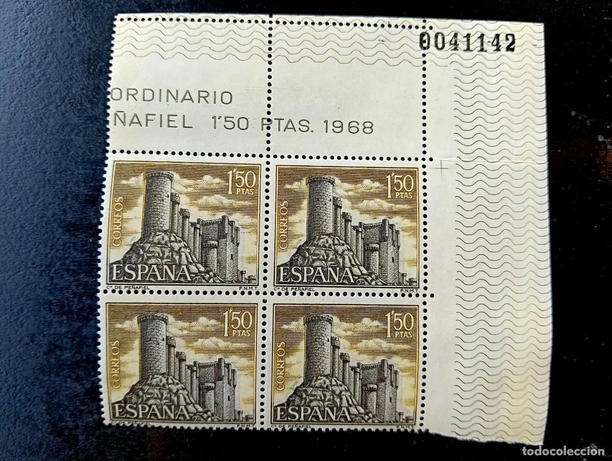 Francobolli: Espa&ntilde;a 1968 - Edifil 1882 - Castillos de Espa&ntilde;a. Pe&ntilde;afiel (Valladolid) - Bloque de 4