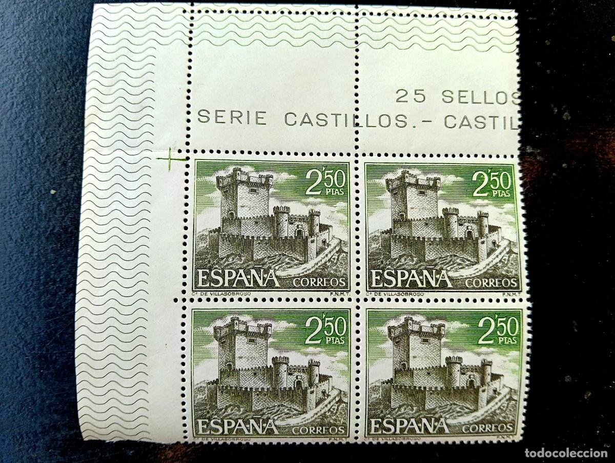 Stamps: Espa&ntilde;a 1968 - Edifil 1883 - Castillos de Espa&ntilde;a. Sobroso (Pontevedra) - Bloque de 4