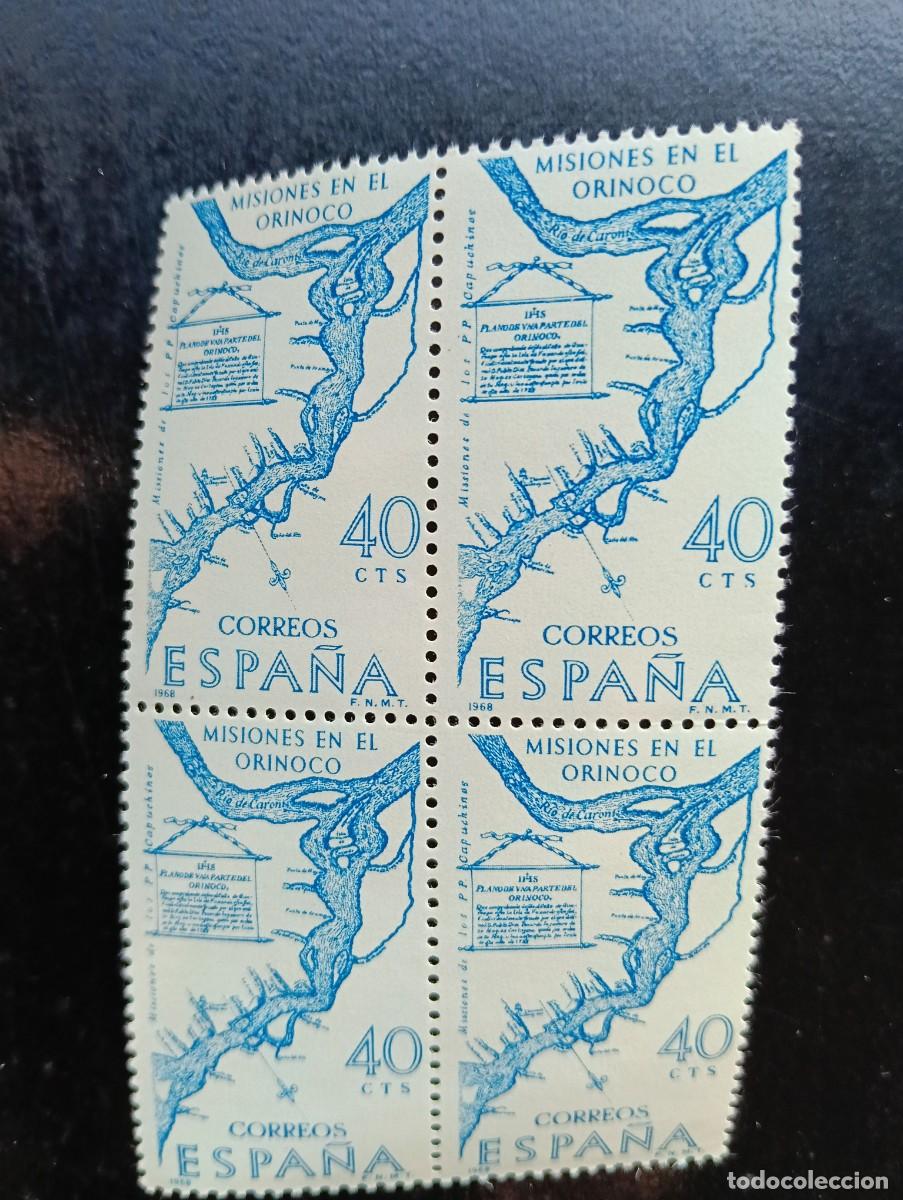 Stamps: Espa&ntilde;a 1968 - Edifil 1889 - Forjadores de Am&eacute;rica. Plano misiones del Orinoco - Bloque de 4