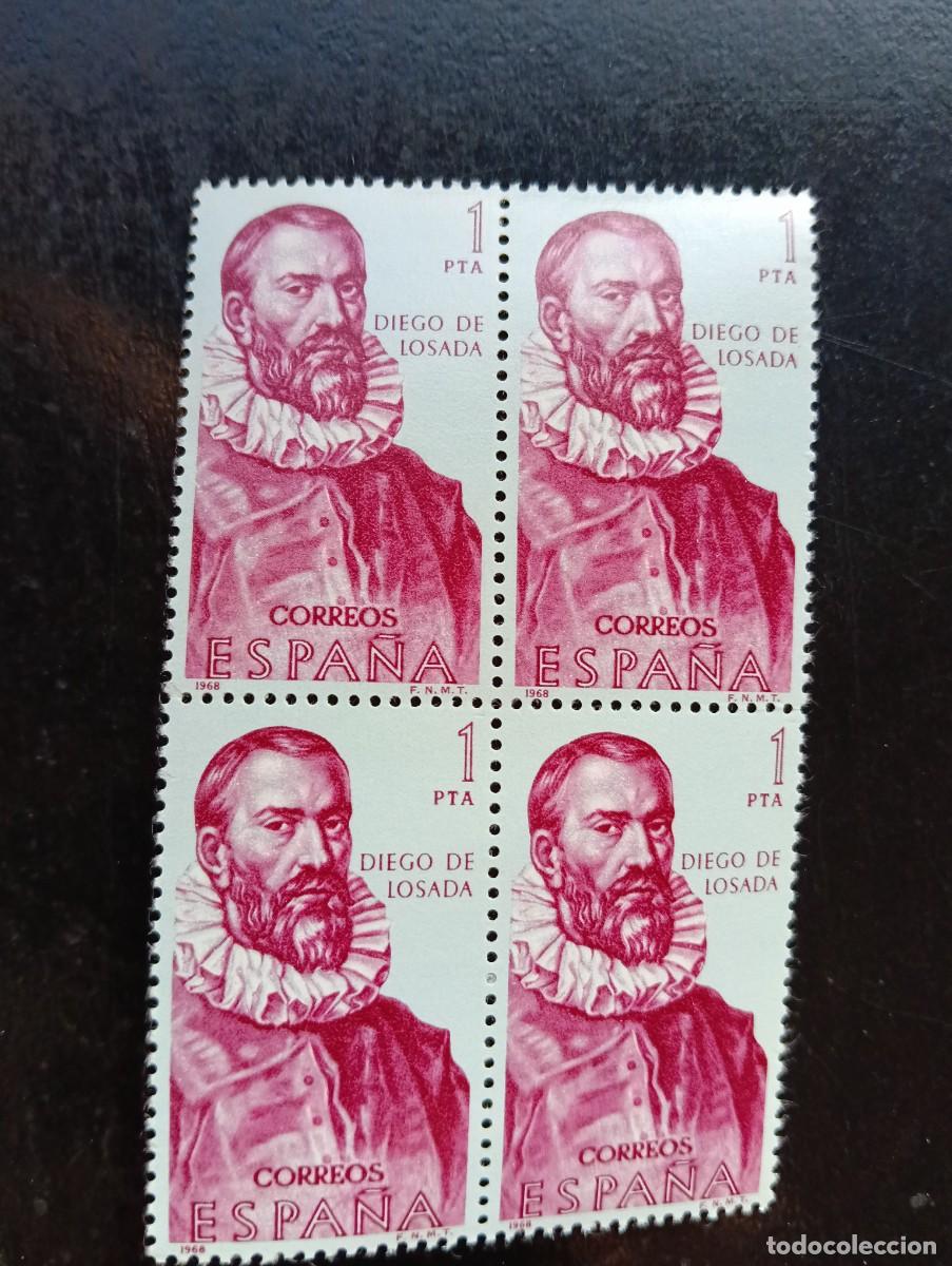 Stamps: Espa&ntilde;a 1968 - Edifil 1890 - Forjadores de Am&eacute;rica. Diego de Losada - Bloque de 4