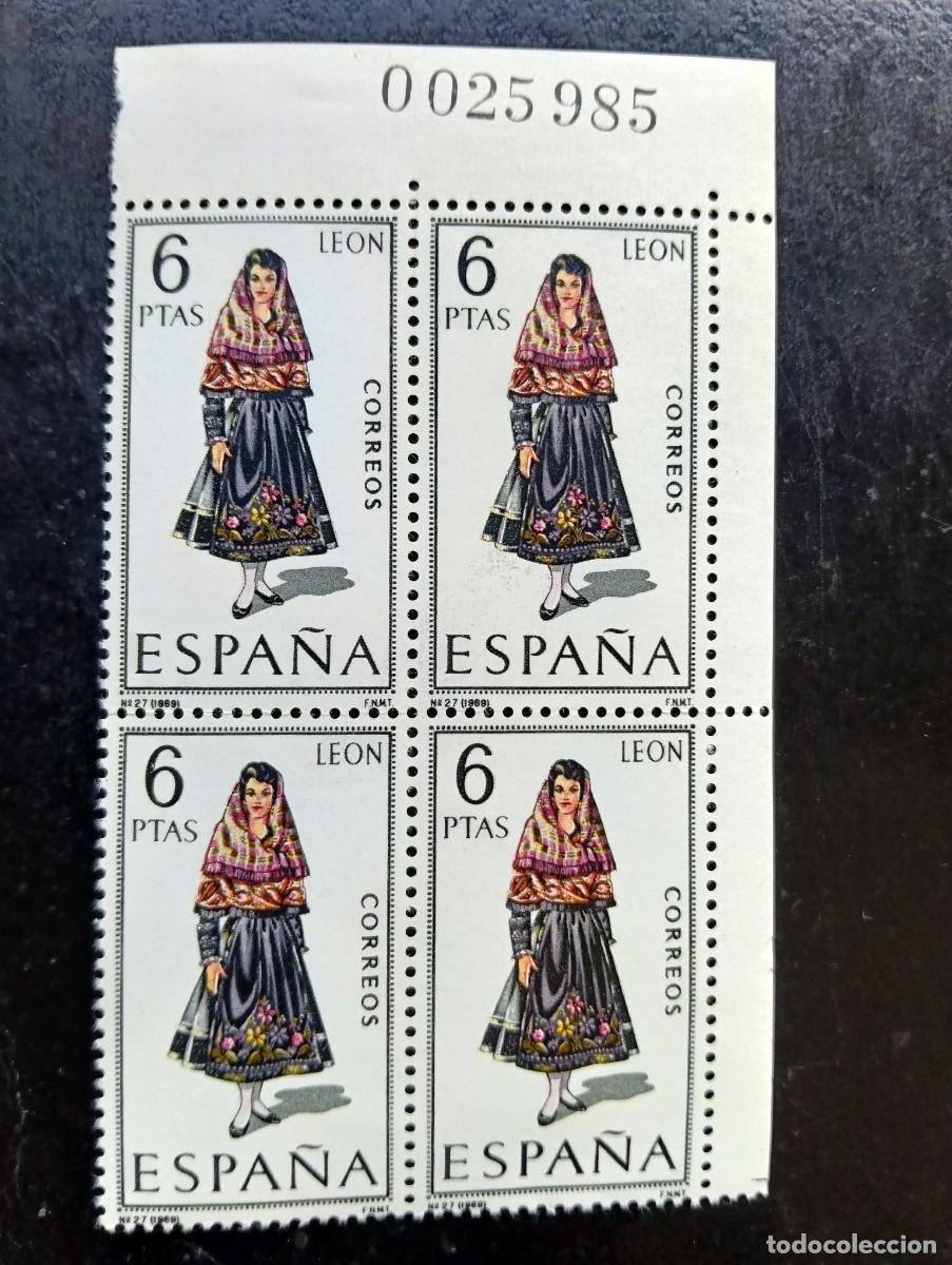 Sellos: Espa&ntilde;a 1969 - Edifil 1900 - Trajes t&iacute;picos espa&ntilde;oles. LEON - bloque de 4