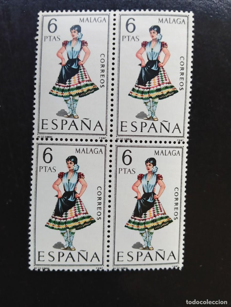 Sellos: Espa&ntilde;a 1969 - Edifil 1905 - Trajes t&iacute;picos espa&ntilde;oles. MALAGA - bloque de 4
