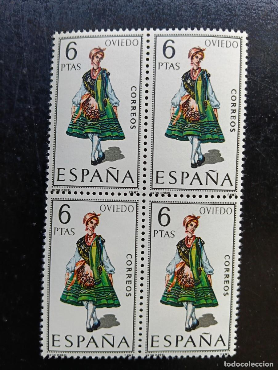 Sellos: Espa&ntilde;a 1969 - Edifil 1909 - Trajes t&iacute;picos espa&ntilde;oles. OVIEDO - bloque de 4