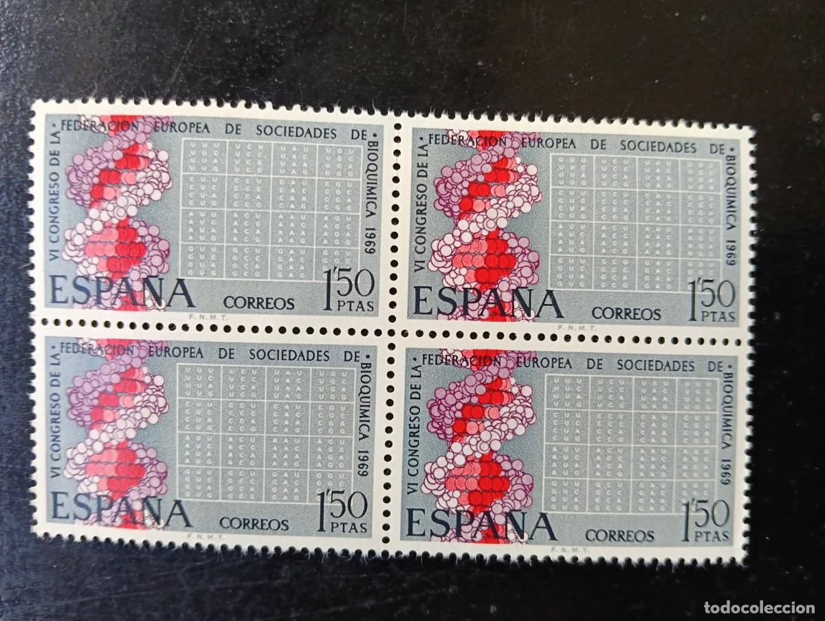 Timbres: Espa&ntilde;a 1969 - Edifil 1920. VI Congreso Europeo de Bioqu&iacute;mica - Bloque de 4