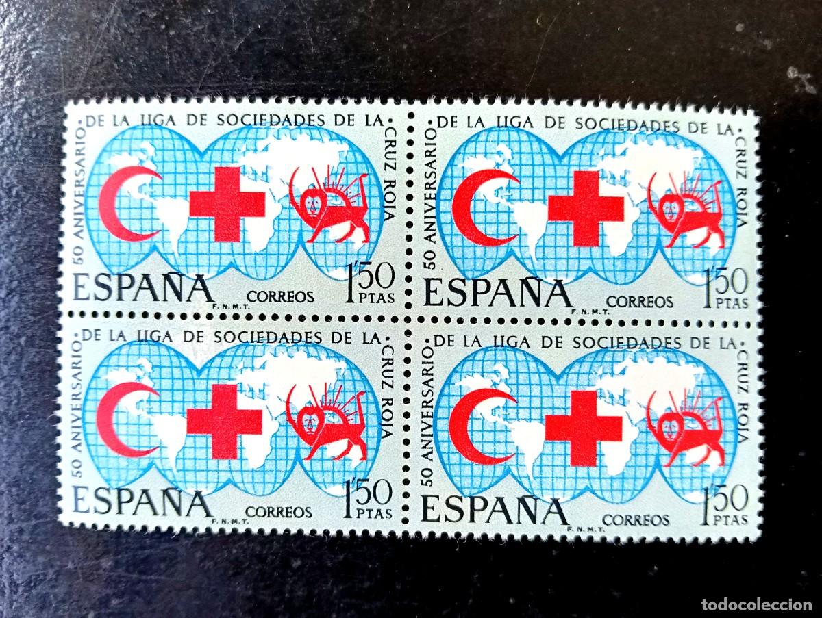 Timbres: Espa&ntilde;a 1969 - Edifil 1925 - L aniversario Liga de Sociedades de la Cruz Roja - .Bloque de 4