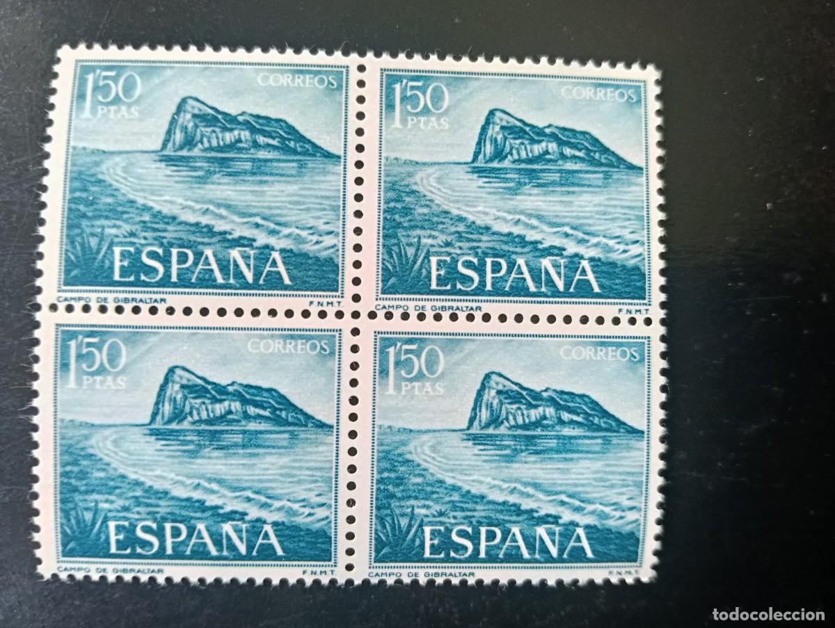 Stamps: Espa&ntilde;a 1969 -Edifil 1933 -Pro trabajadores espa&ntilde;oles de Gibraltar. Vistas Pe&ntilde;&oacute;n - Bloque de 4