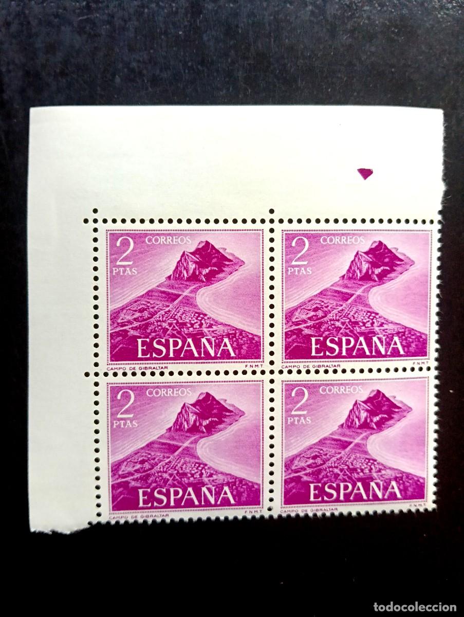 Timbres: Espa&ntilde;a 1969 -Edifil 1934. Pro trabajadores espa&ntilde;oles de Gibraltar. Vistas Pe&ntilde;&oacute;n - Bloque de 4