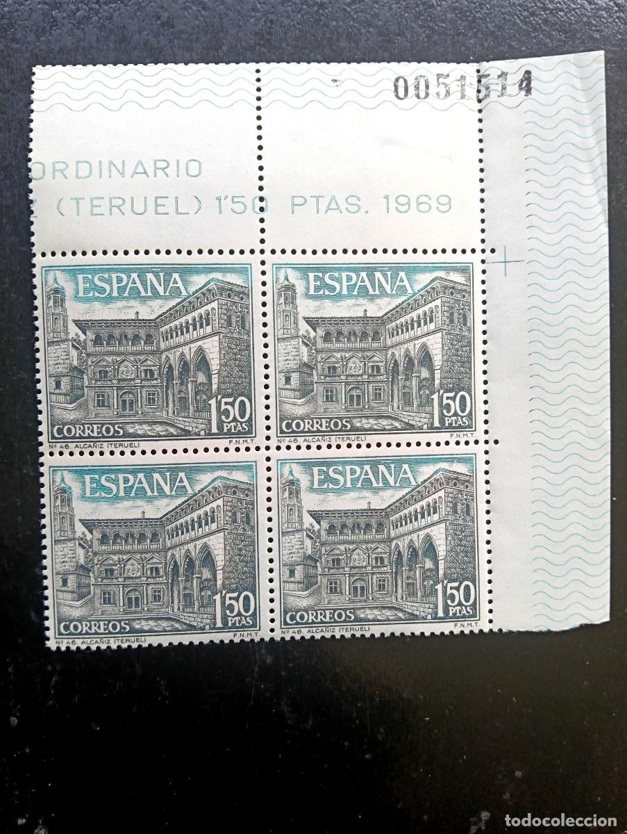 Selos: Espa&ntilde;a 1969 - Edifil 1935 - Serie tur&iacute;stica. Ayuntamiento Alca&ntilde;iz (Teruel) - Bloque de 4