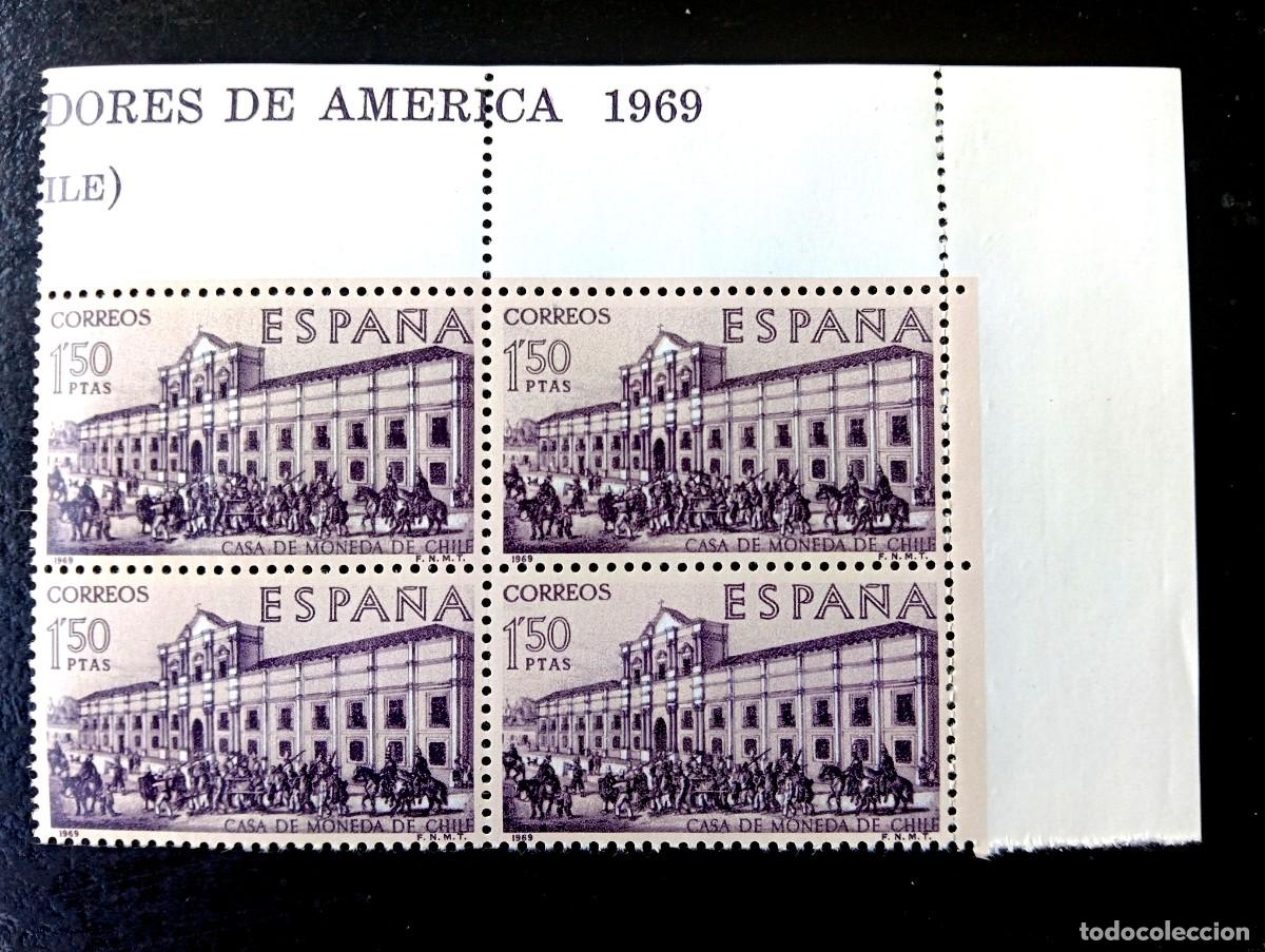 Selos: Espa&ntilde;a 1969 - Edifil 1940 - Forjadores de Am&eacute;rica. Casa de la Moneda de Chile - Bloque de 4