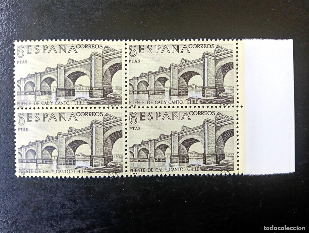 Selos: Espa&ntilde;a 1969 - Edifil 1943 - Forjadores de Am&eacute;rica. Puente de Cal y Canto. (Chile) - Bloque de 4
