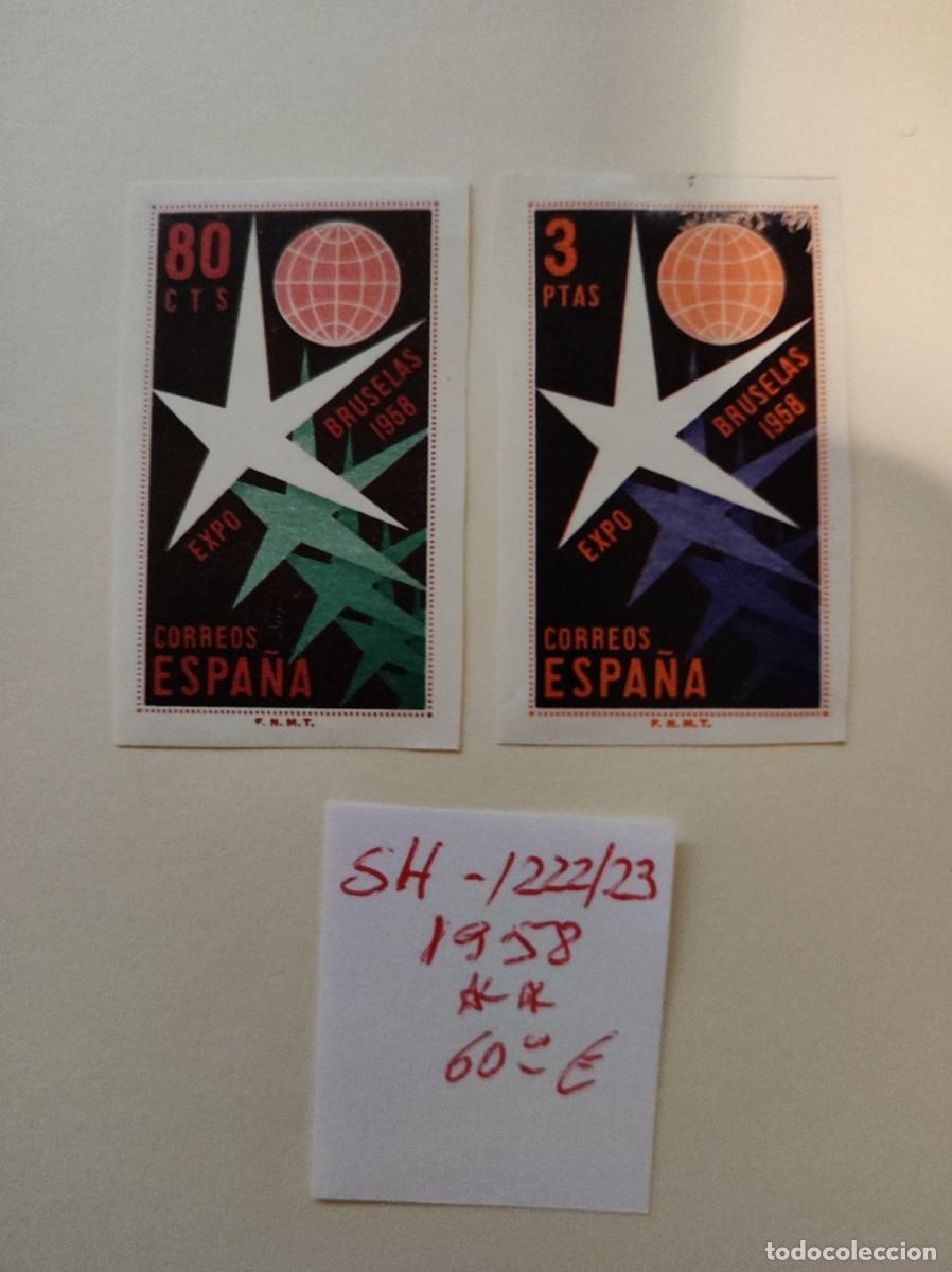 Stamps: ESPA&Ntilde;A, 1958. Exposici&oacute;n Bruselas. Edifil SH 1222/3.** Nuevas sin Charnela. FOTO. 872