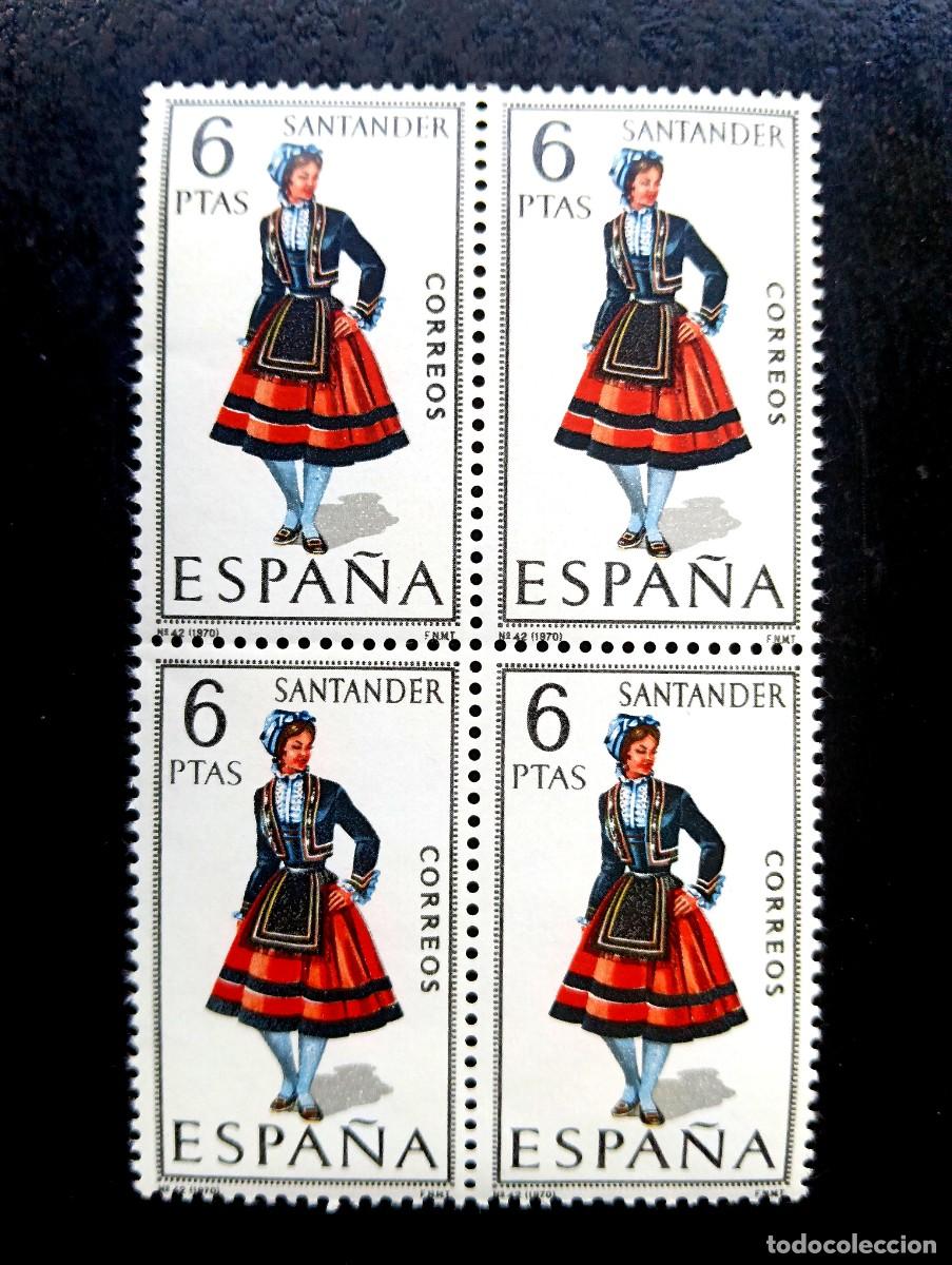 Stamps: Espa&ntilde;a 1970 - Edifil 1954 - Trajes t&iacute;picos espa&ntilde;oles. santander - Bloque de 4