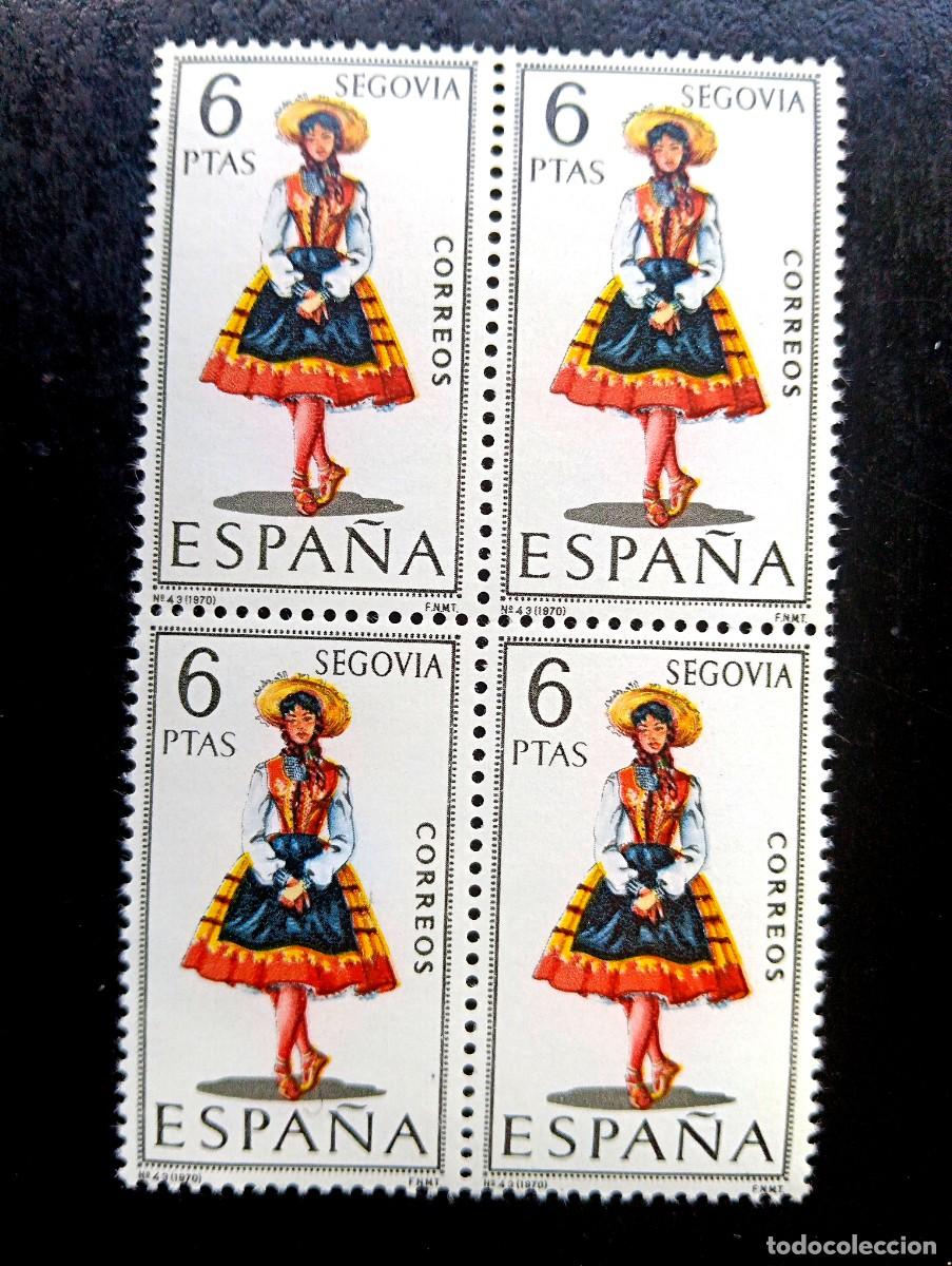 Francobolli: Espa&ntilde;a 1970 - Edifil 1955 - Trajes t&iacute;picos espa&ntilde;oles. segovia - Bloque de 4