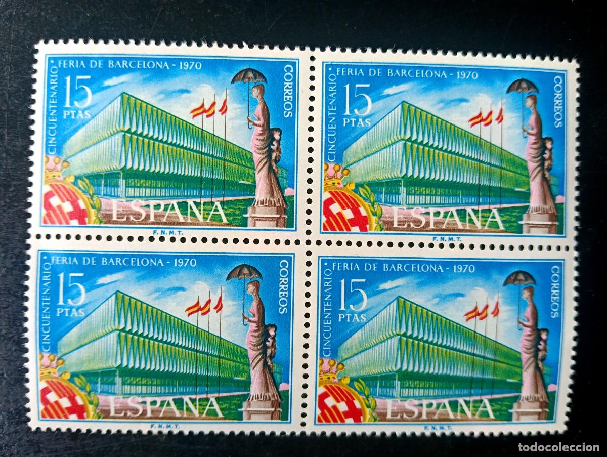 Timbres: Espa&ntilde;a 1970 - Edifil 1975 - cincuentenario feria de barcelona - Bloque de 4