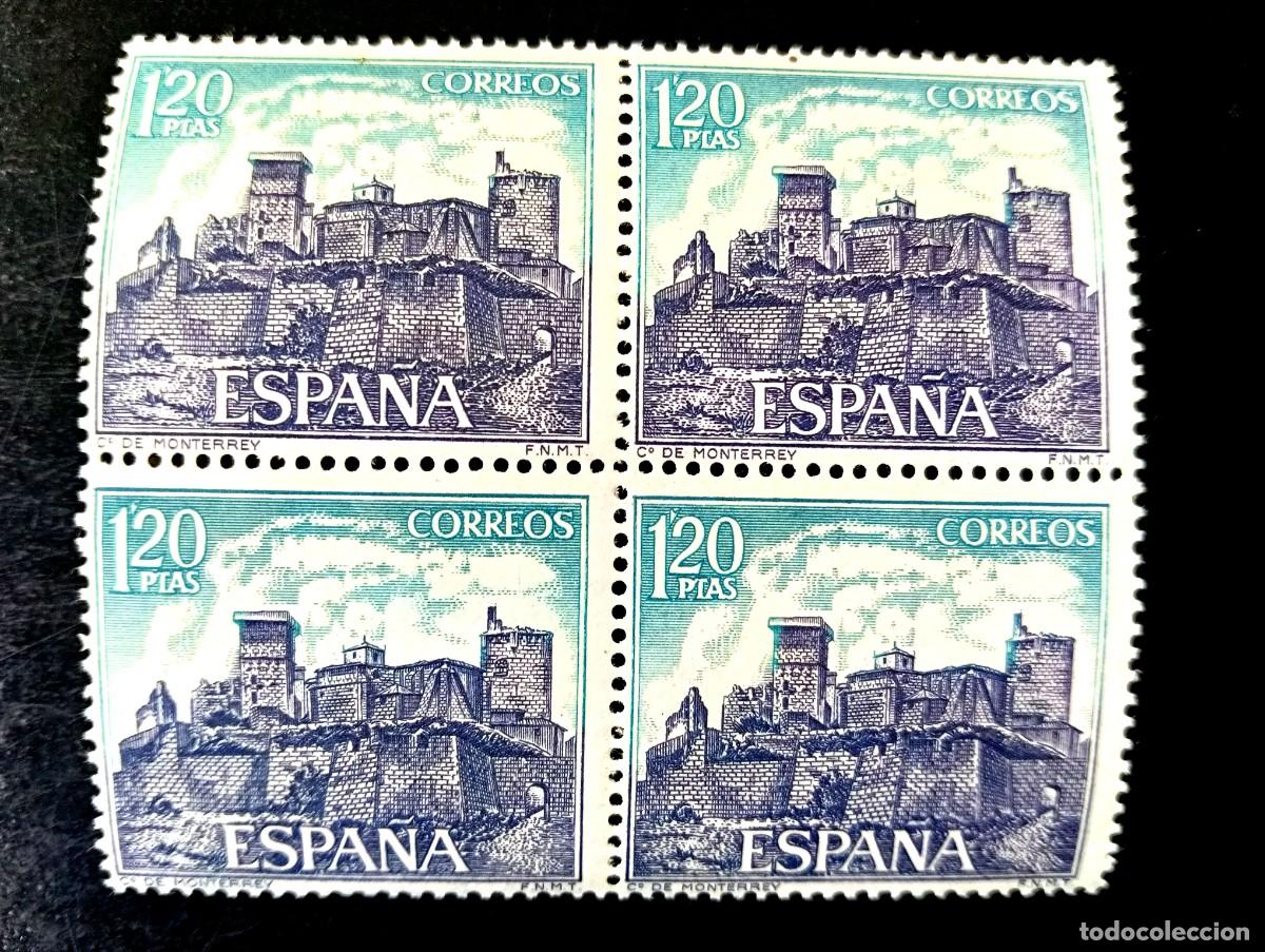 Sellos: Espa&ntilde;a 1970 - Edifil 1978 - Castillos de Espa&ntilde;a. Monterrey, Ver&iacute;n (Orense) - Bloque de 4