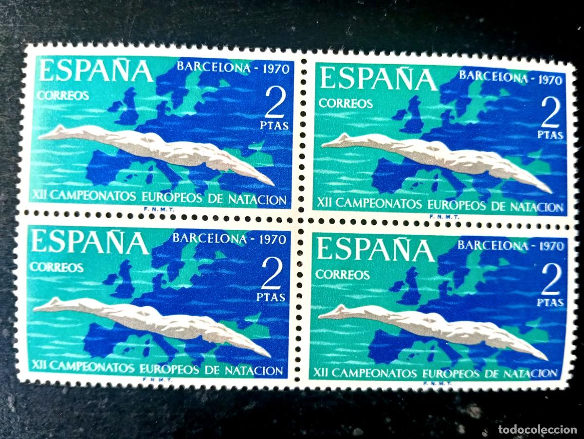 Francobolli: Espa&ntilde;a 1970 - Edifil 1989 - XII Campeonatos europeos nataci&oacute;n, saltos y waterpolo - Bloque 4