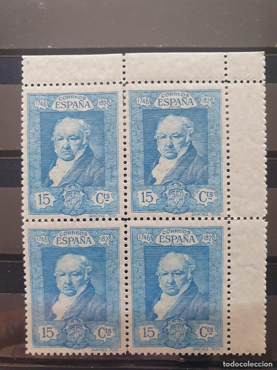Timbres: EDIFIL 505 ** BLOQUE 4 BORDE HOJA GOYA 15 CTOS AZUL ESPA&Ntilde;A 1930