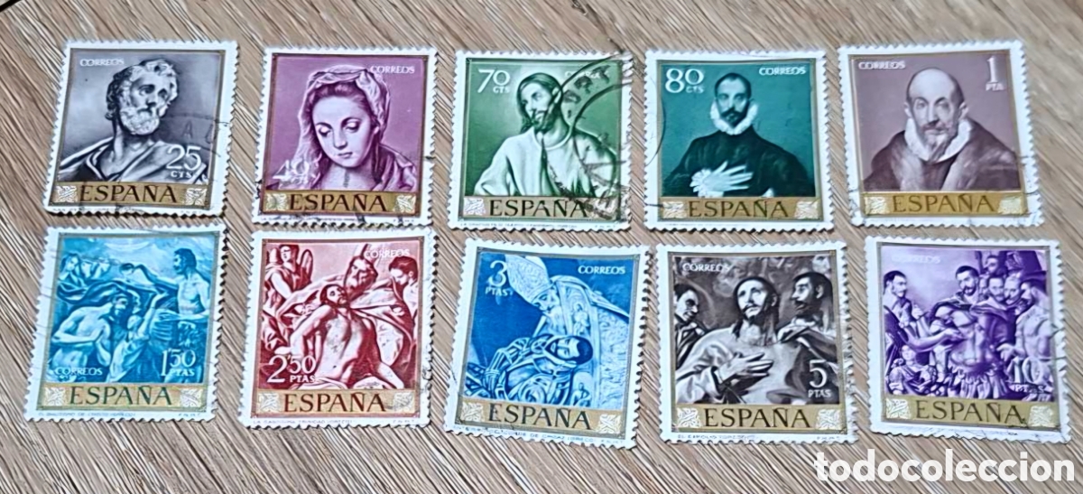 Timbres: Serie de 10 Sellos de Espa&ntilde;a A&ntilde;o 1961 Pintor El Greco Sellos usados N&ordm; Edifil 1330/39