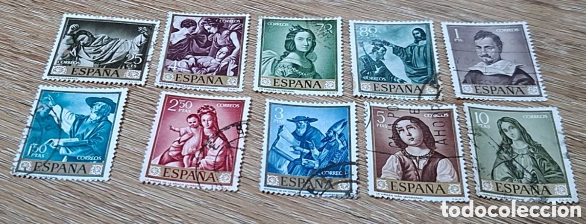 Timbres: Sellos de ESPA&Ntilde;A 1962. EDIFIL 1418/1427. SERIE COMPLETA de 10 sellos &rdquo;FCO DE ZURBARAN