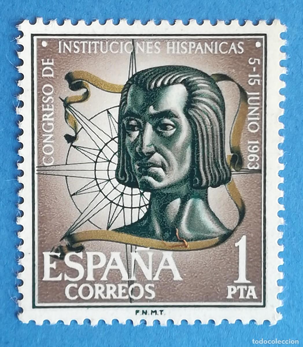 Sellos: Congreso de Instituciones Hisp&aacute;nicas. 1 pta. Edifil 1515. Nuevo sin fijasellos.