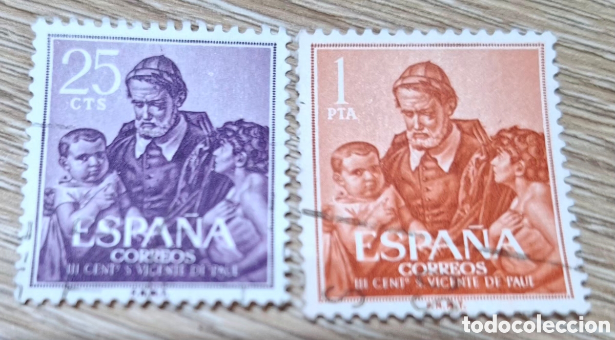 Stamps: Serie 2 sellos 1960 III cent.muerte de san vicente de paul, edifil 1296/7