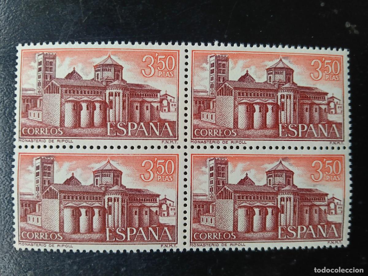 Sellos: ESPA&Ntilde;A 1970 - EDIFIL 2006 - MONASTERIO DE RIPOLL - BLOQUE DE 4 - Foto 1