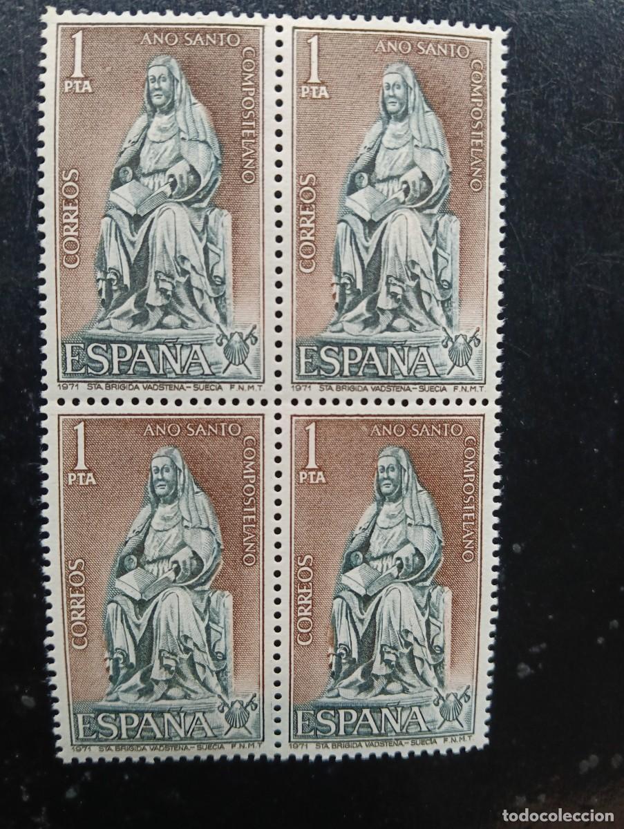 Selos: ESPA&Ntilde;A 1971 - EDIFIL 2009 - A&Ntilde;O SANTO COMPOSTELANO - SANTA BRIGIDA DE VADSTENA (SUECIA) BLOQUE DE 4