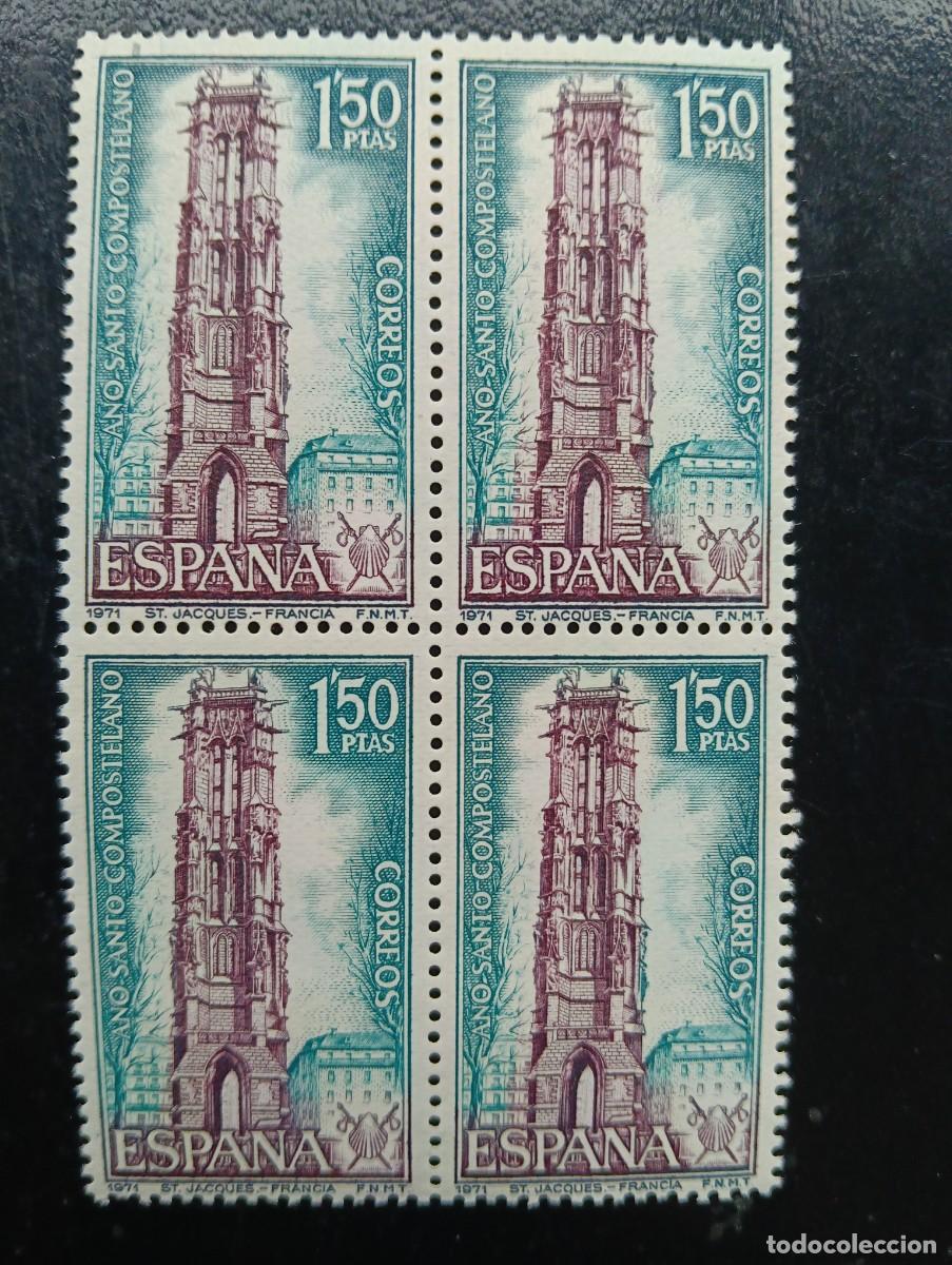 Selos: Espa&ntilde;a 1971 - Edifil 2010 - A&ntilde;o Santo Compostelano. Iglesia St. Jacques (Par&iacute;s) - Bloque de 4
