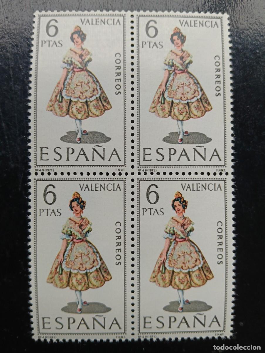 Selos: ESPA&Ntilde;A 1971 - Edifil 2014 - Trajes tipicos Espa&ntilde;oles - Valencia - BLOQUE DE 4