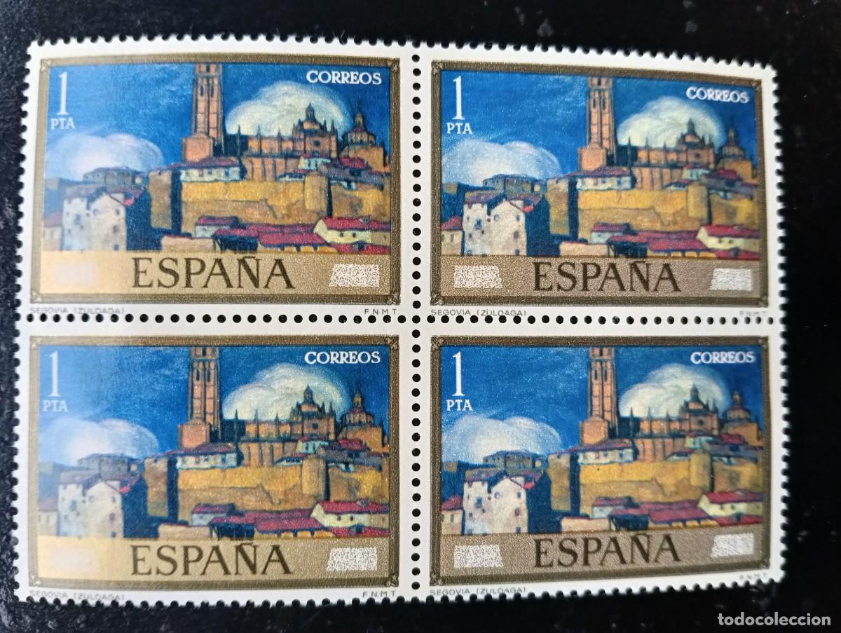 Sellos: ESPA&Ntilde;A 1971 - EDIFIL 2020 - Dia del Sello. Ignacio de Zuloaga. Vista de Segovia - BLOQUE DE 4