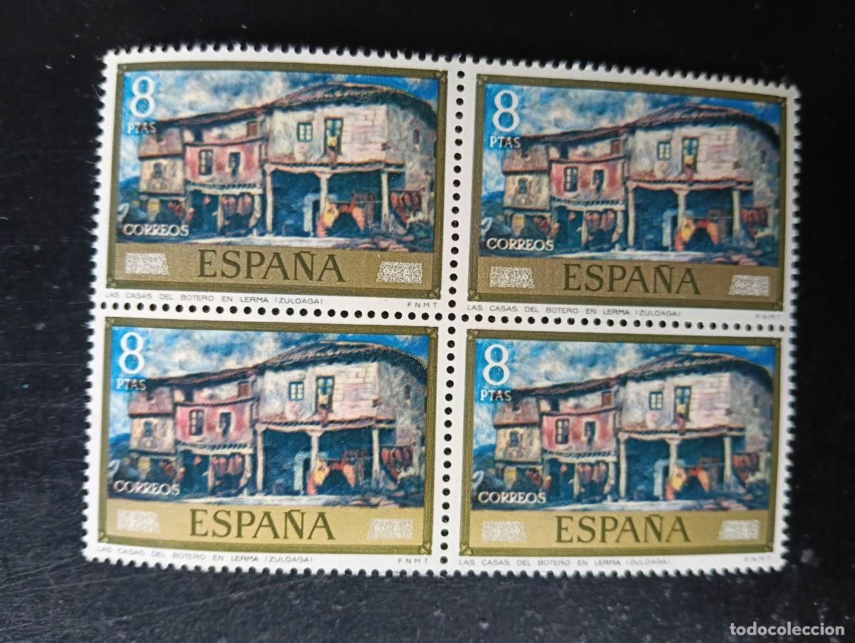 Sellos: ESPA&Ntilde;A 1971 - EDIFIL 2026 - PINTOR IGNACIO DE ZULOAGA- CASAS DE BOTERO EN LERMA - BLOQUE DE 4