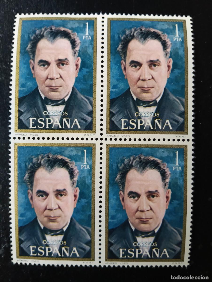 Francobolli: ESPA&Ntilde;A 1971 - EDIFIL 2027 - CENTENARIO DE CELEBRIDADES, Amadeo Vives - BLOQUE DE 4