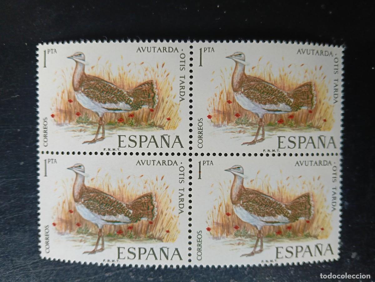 Sellos: Espa&ntilde;a 1971 - EdIFIL 2036 - Fauna Hisp&aacute;nica AVUTARDA - BLOQUE DE 4