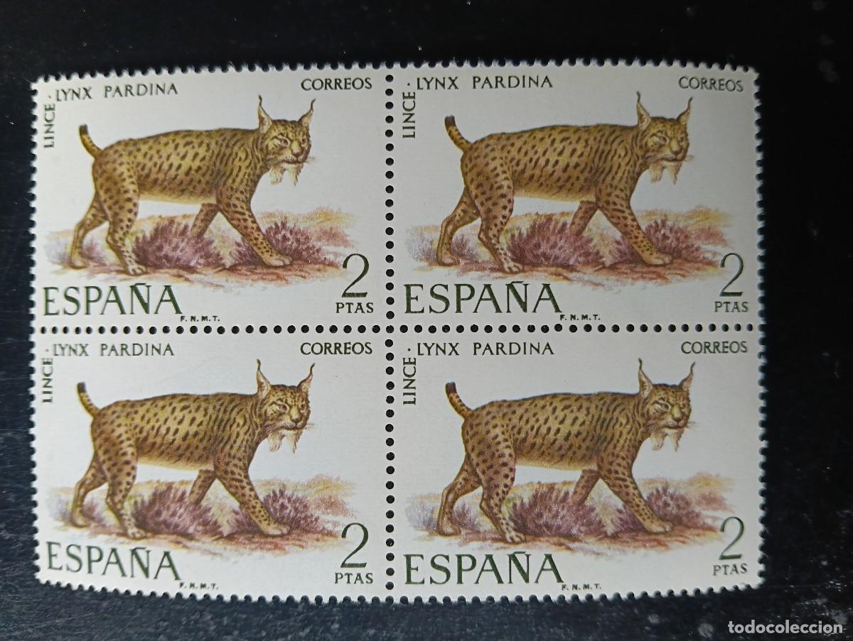 Sellos: Espa&ntilde;a 1971 - EdIFIL 2037 - Fauna Hisp&aacute;nica LINCE IBERICO - BLOQUE DE 4