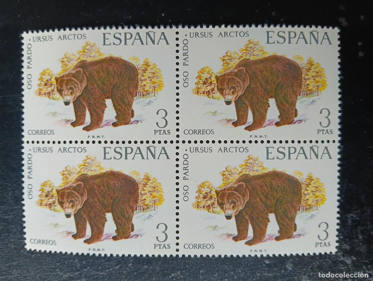 Sellos: Espa&ntilde;a 1971 - EdIFIL 2038 - Fauna Hisp&aacute;nica OSO PARDO - BLOQUE DE 4