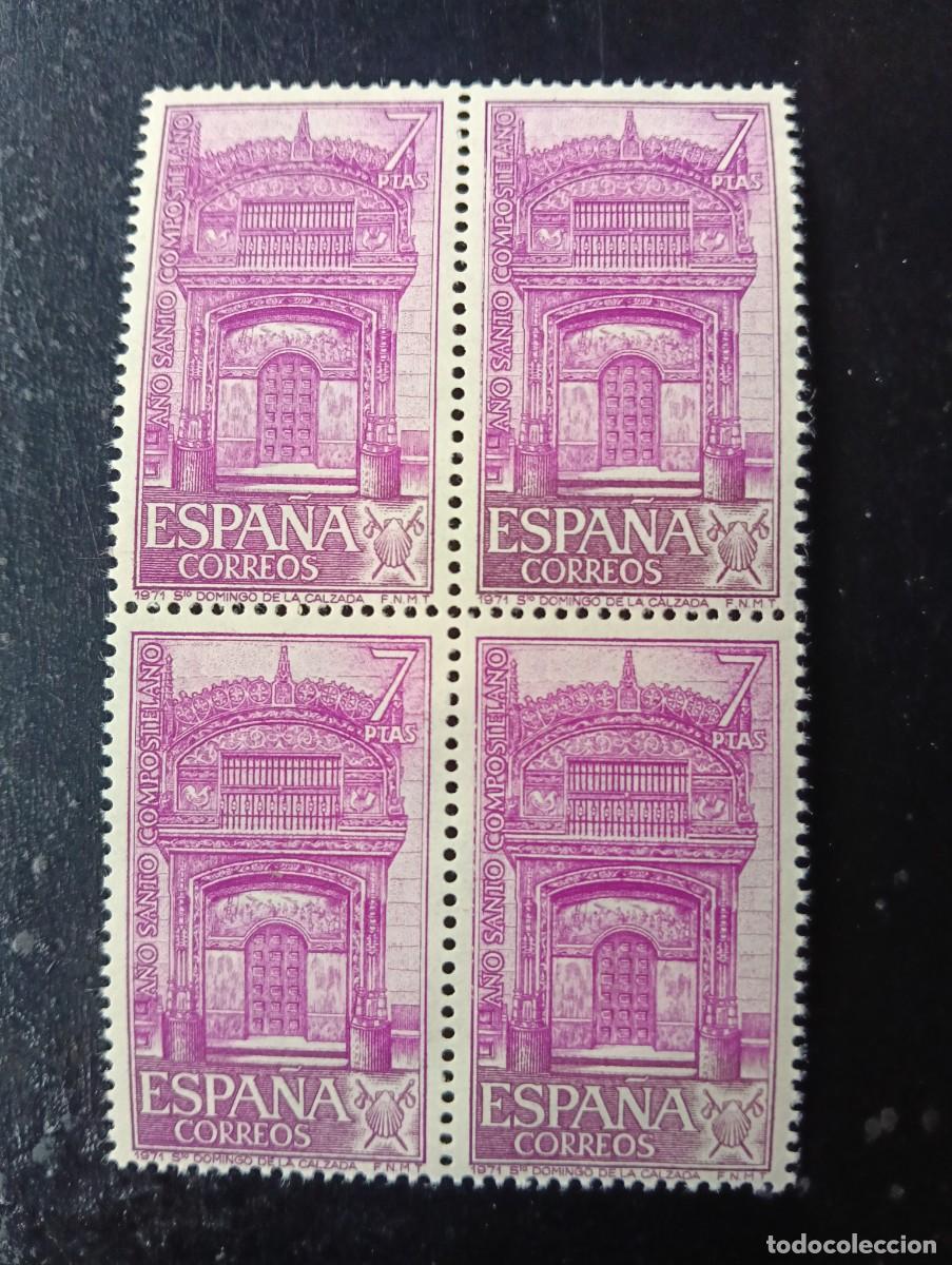 Sellos: Espa&ntilde;a 1971 - Edifil 2048 -A&ntilde;o Santo Compostelano. Relieve del Hospital del Rey - Bloque de 4