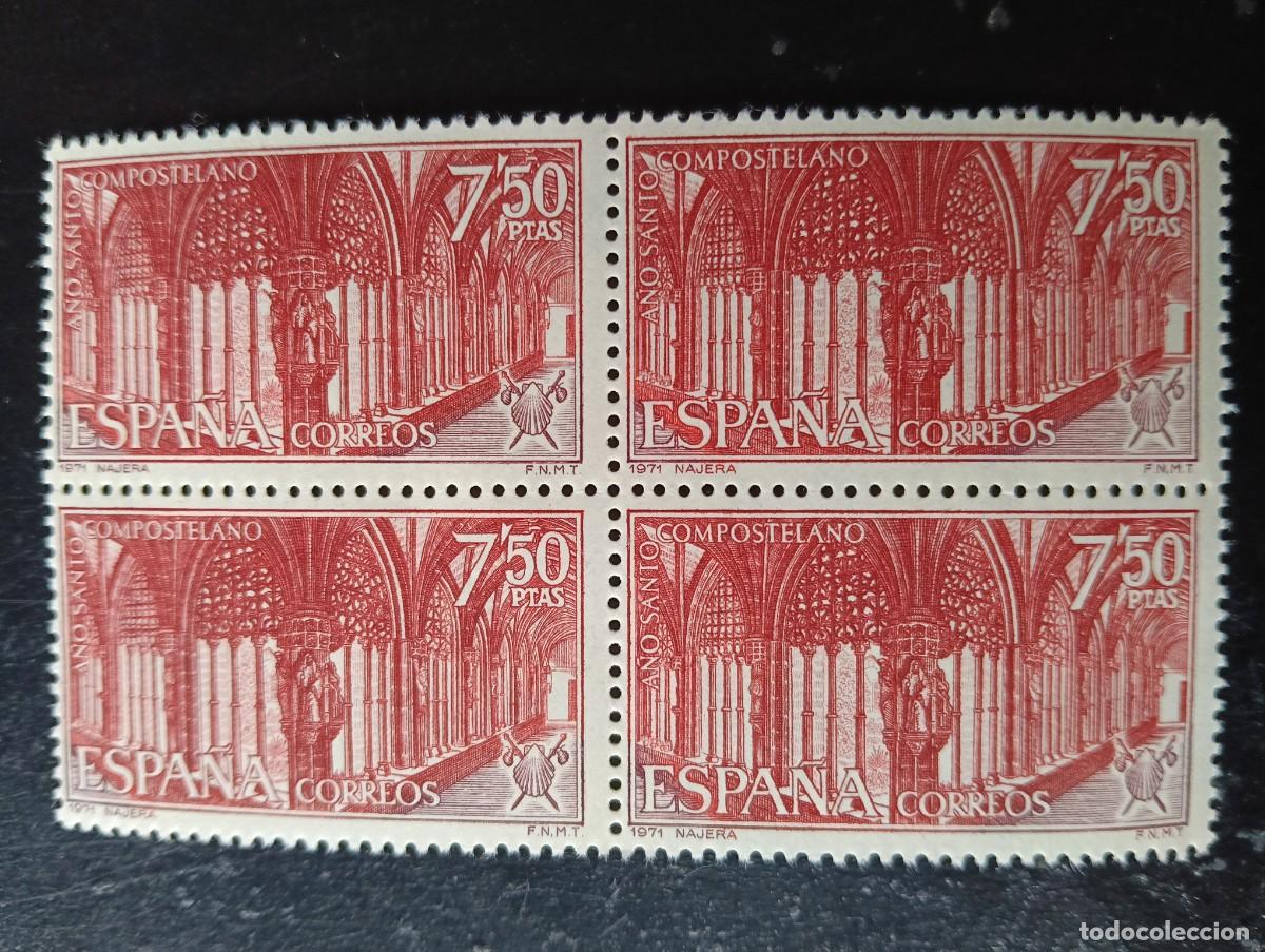 Stamps: Espa&ntilde;a 1971 - Edifil 2050 - A&ntilde;o Santo Compostelano. S.M. la Real, N&aacute;jera - Bloque de 4