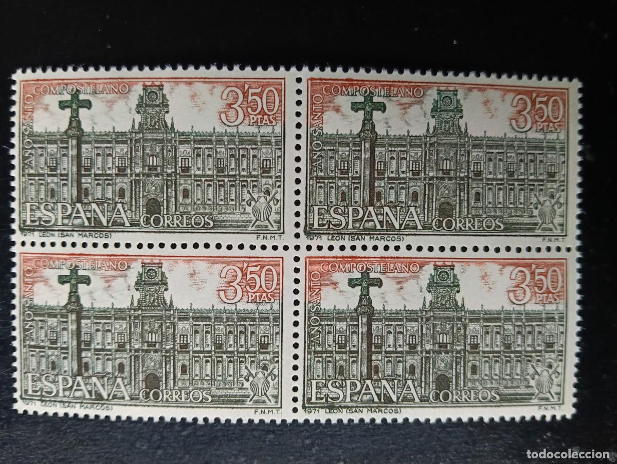 Sellos: Espa&ntilde;a 1971 - Edifil 2068 - A&ntilde;o Santo Compostelano. Hostal de S. Marcos (Le&oacute;n) - Bloque de 4