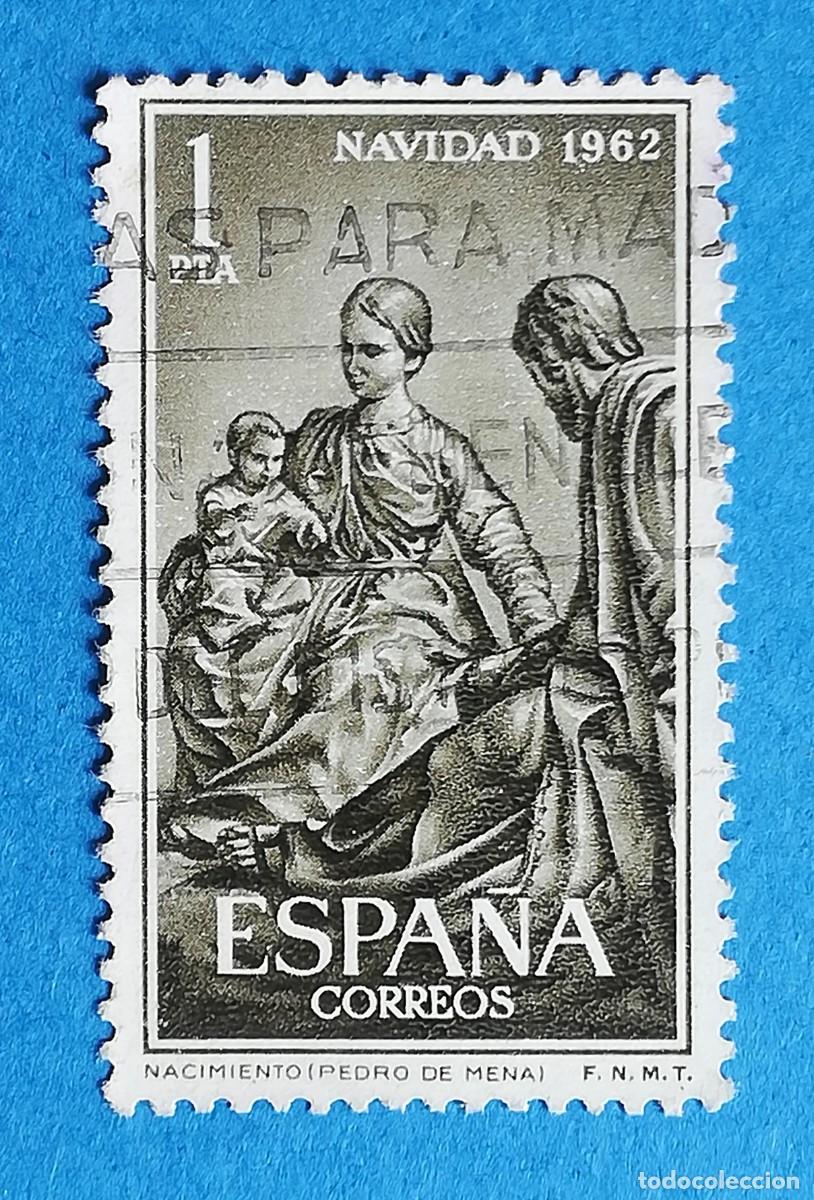 Stamps: Nacimiento, de Pedro de Mena. Edifil N&ordm; 1478. Navidad 1962. Usado, sin fijasellos.