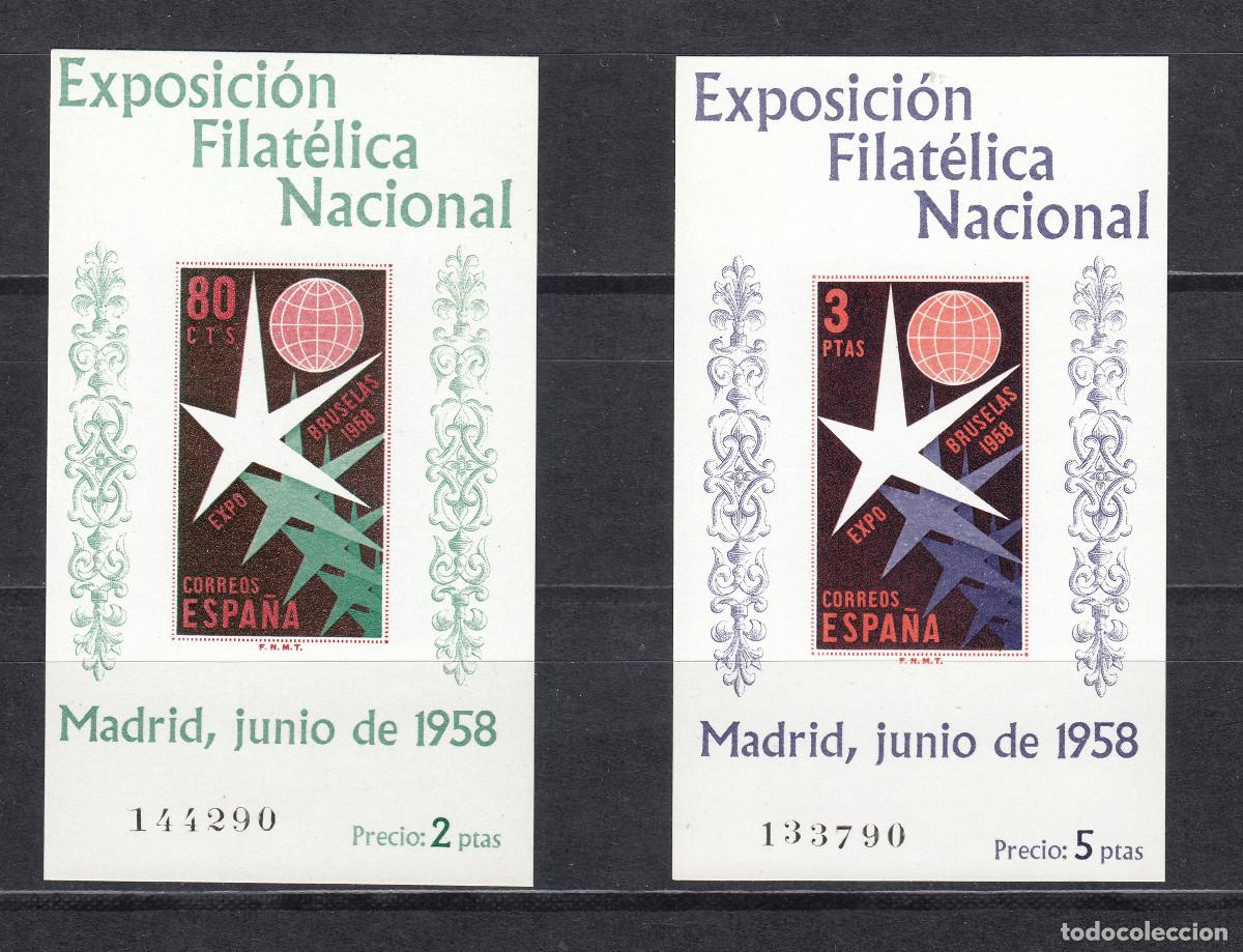 Sellos: 1958 EDIFIL 1222/23** NUEVOS SIN CHARNELA. HOJAS EXPOSICION BRUSELAS (222-7)
