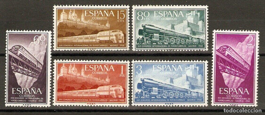 Sellos: 1958 EDIFIL 1232/37** NUEVOS SIN CHARNELA. FERROCARRILES (222-7)