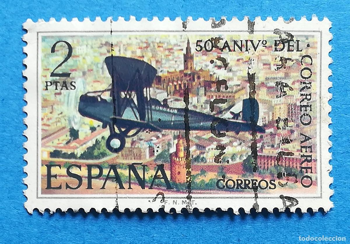 Sellos: 50 aniversario del correo a&eacute;reo. Edifil 2059. Usado sin fijasellos.