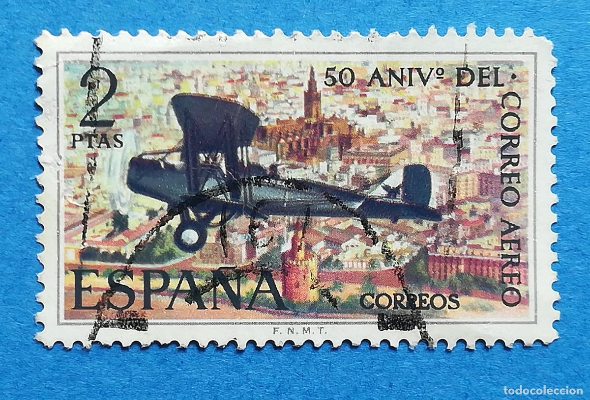Sellos: 50 aniversario del correo a&eacute;reo. Edifil 2059. Usado sin fijasellos.